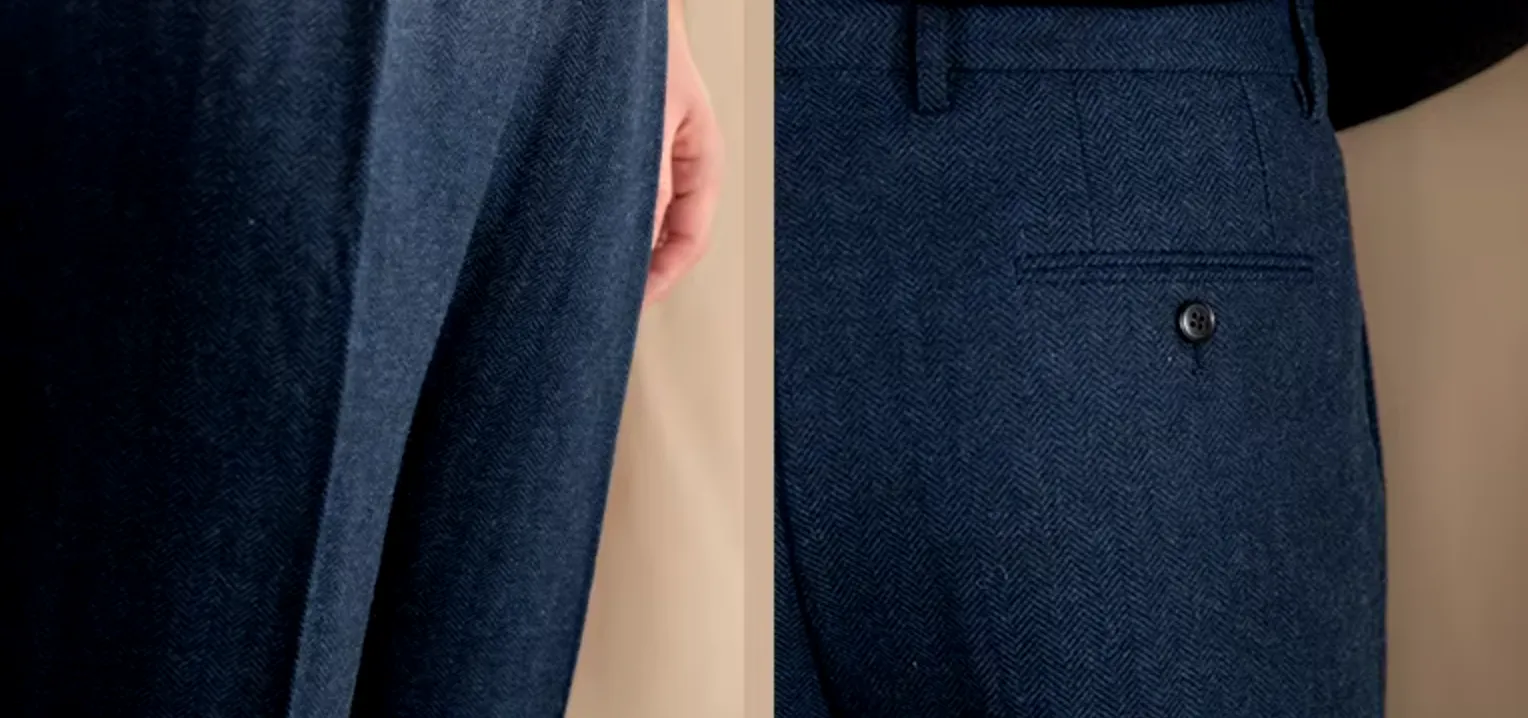 Blue Elegant Herringbone Gurkha Pants by Italian Vega®