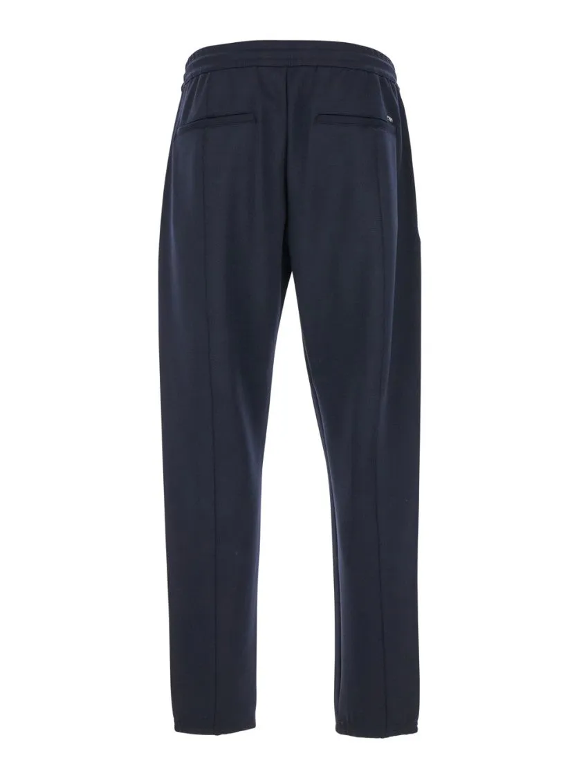Blue Pants With Logo Detail In Wool Blend