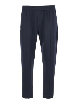 Blue Pants With Logo Detail In Wool Blend
