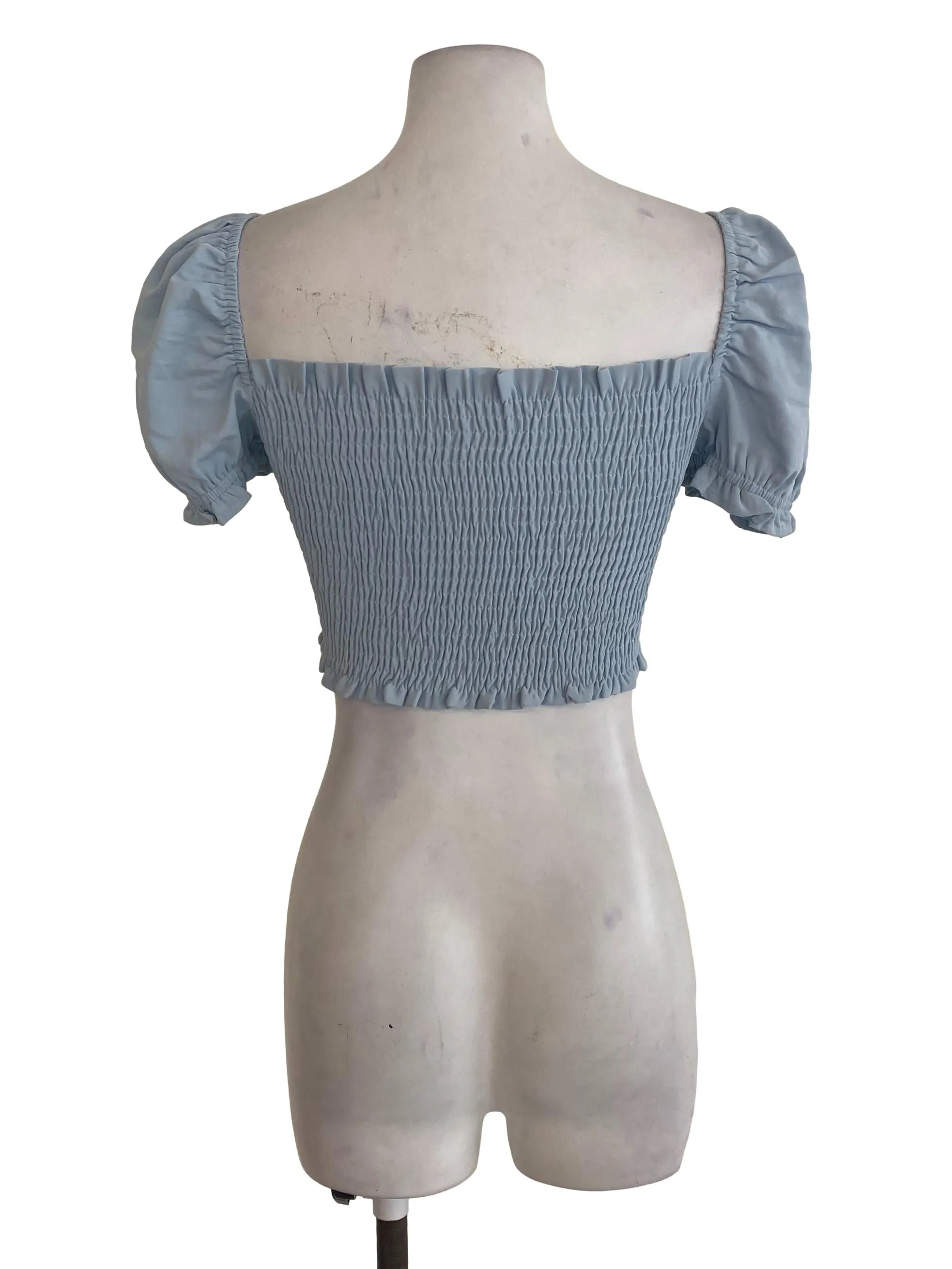 Blue Pleated Top