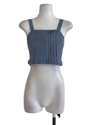 Blue Semi Pleated Crop Top TEM