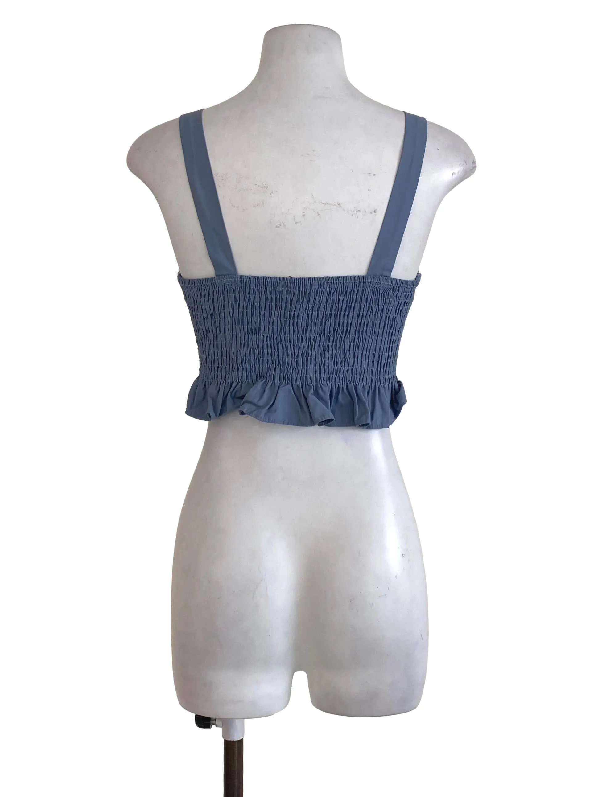 Blue Semi Pleated Crop Top TEM