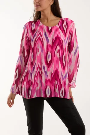Blurred Zig Zag Pleated Blouse