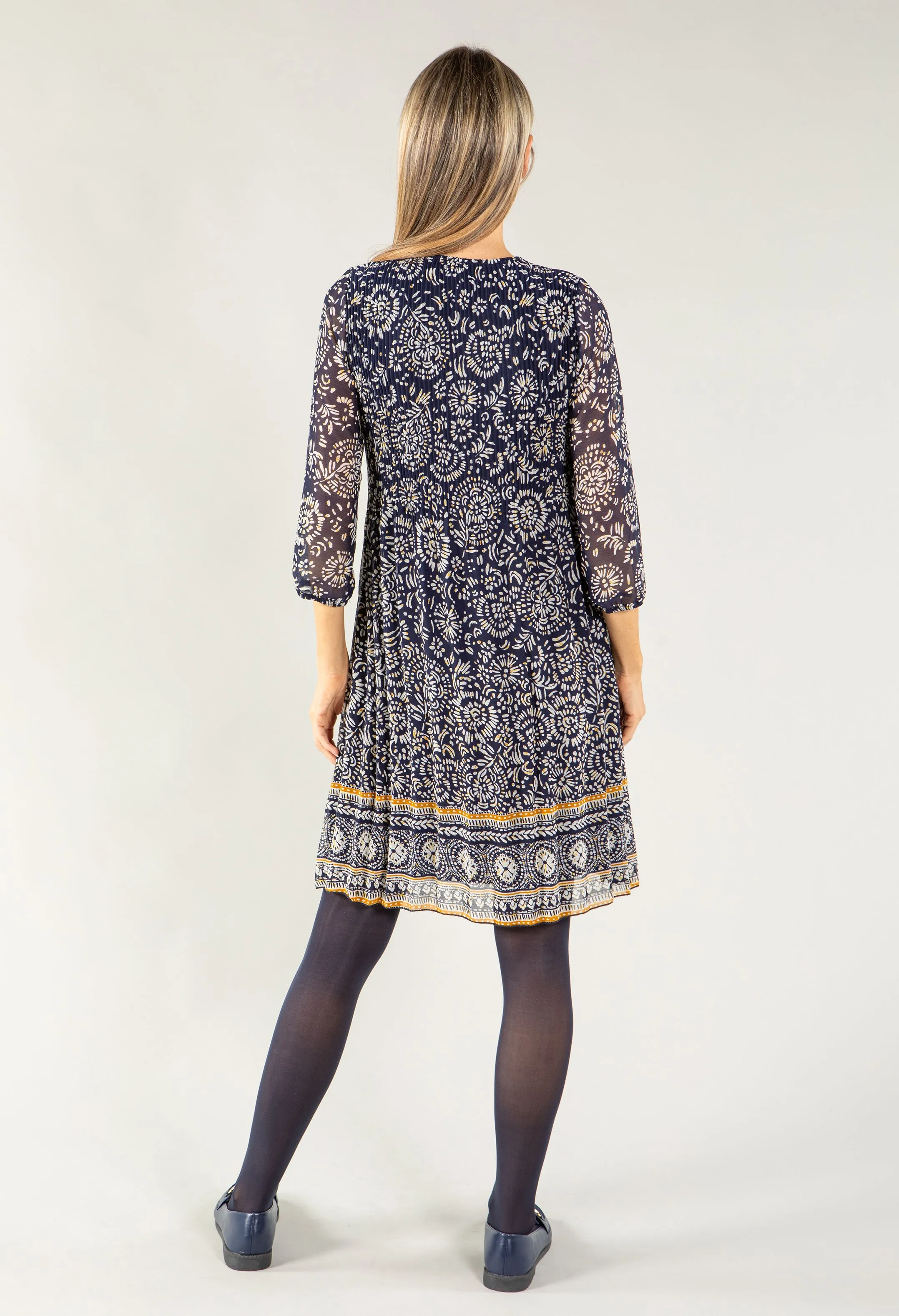 Border Printed PleatedDress