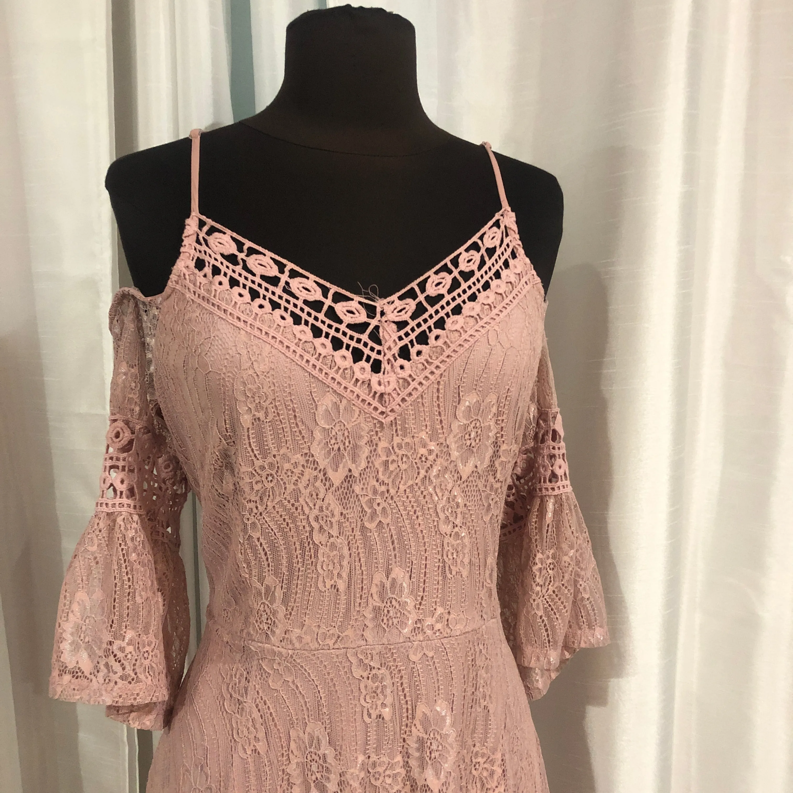 BOUTIQUE Short Blush Lace Gown Size 15
