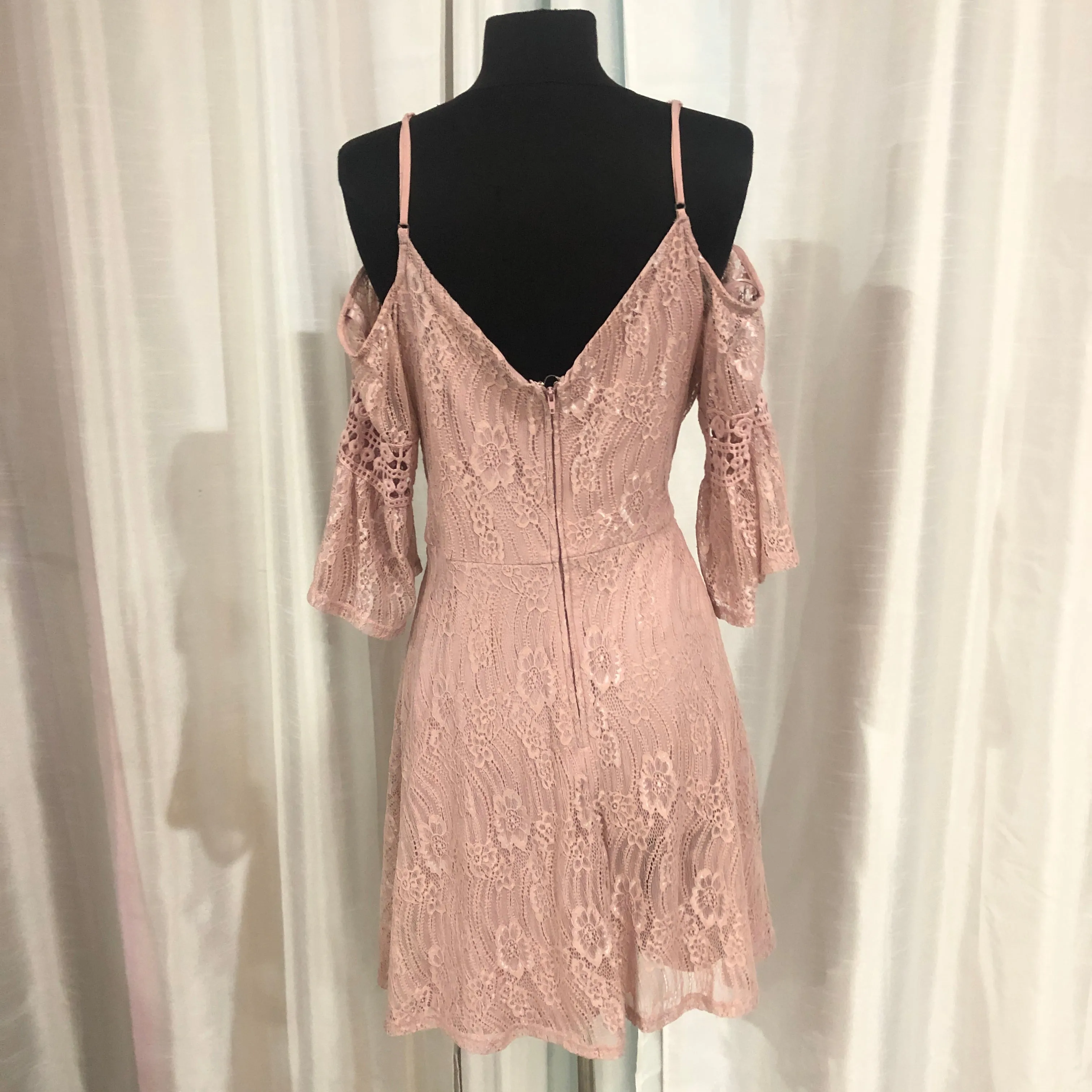 BOUTIQUE Short Blush Lace Gown Size 15