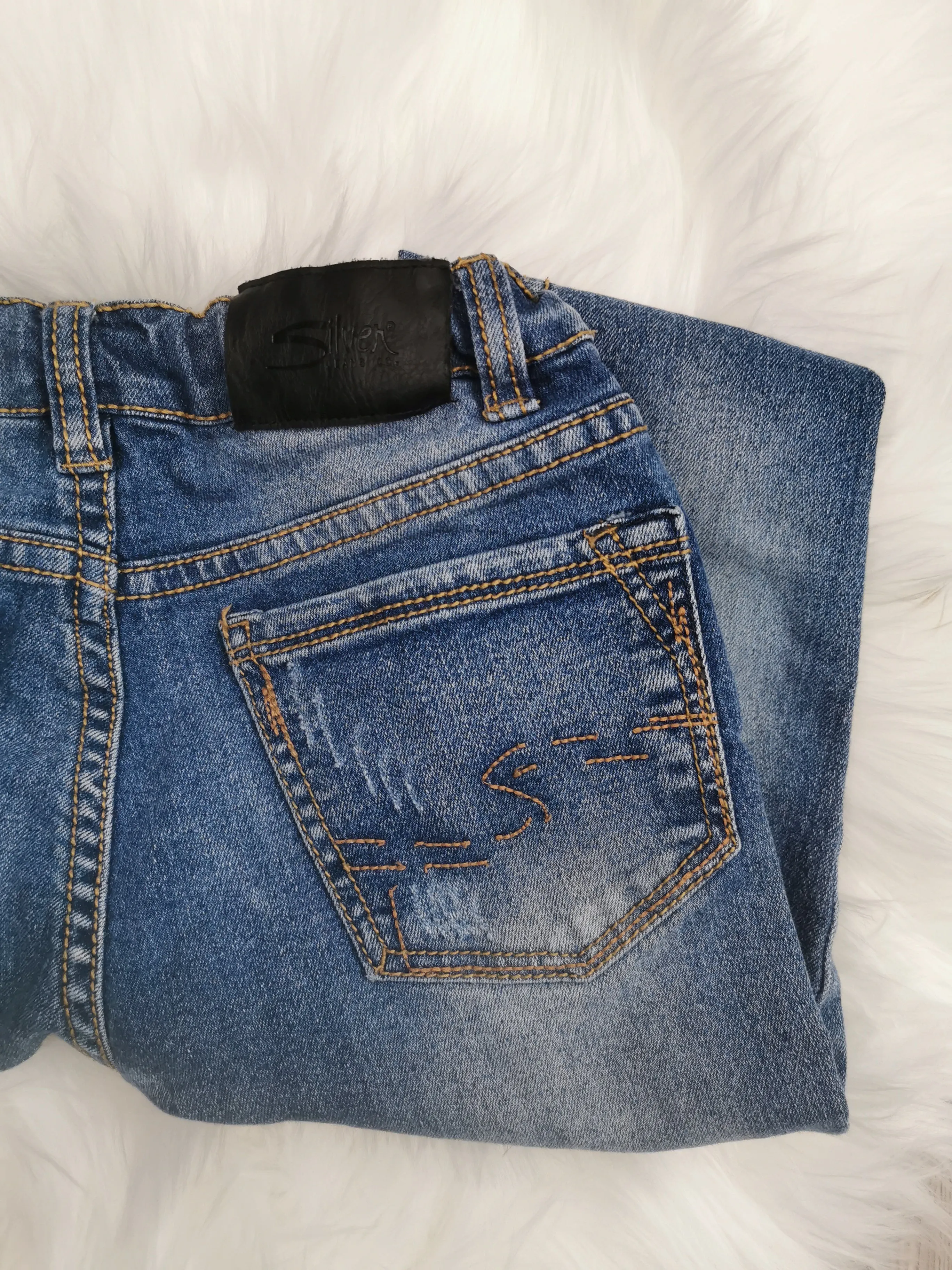 BOY SIZE 6 YEARS - SILVER Jeans, CAIRO Distressed Slim fit EUC B48