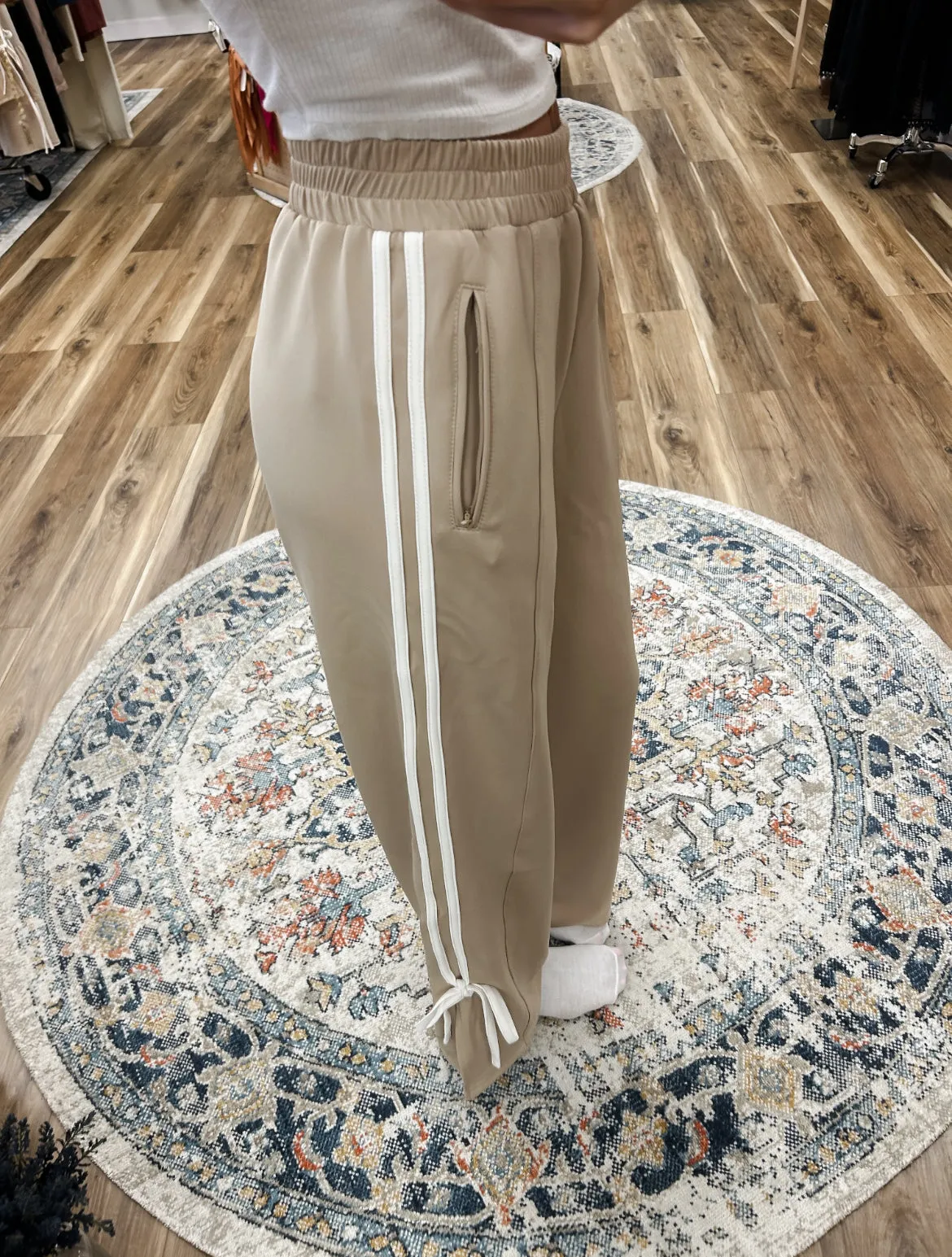 Bree Taupe Bow Track Pants