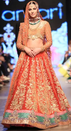 Bridal Ghagra Choli in Beutifull Reddish Orange Color Model# B 1820