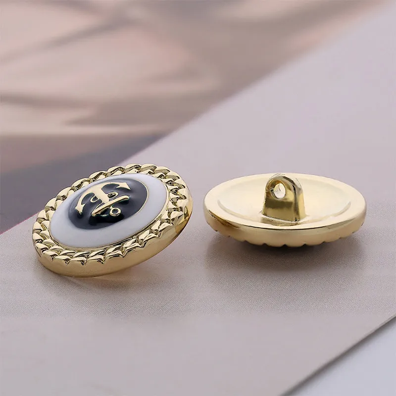 British Fashion Anchor Oil Hand Sewn Metal Button 10pcs