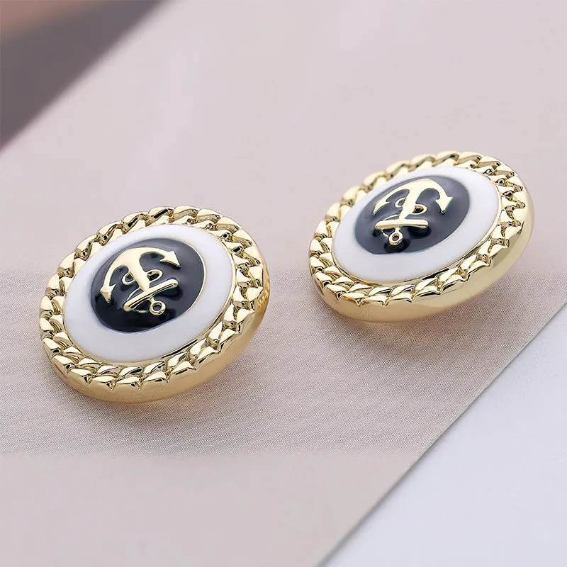British Fashion Anchor Oil Hand Sewn Metal Button 10pcs