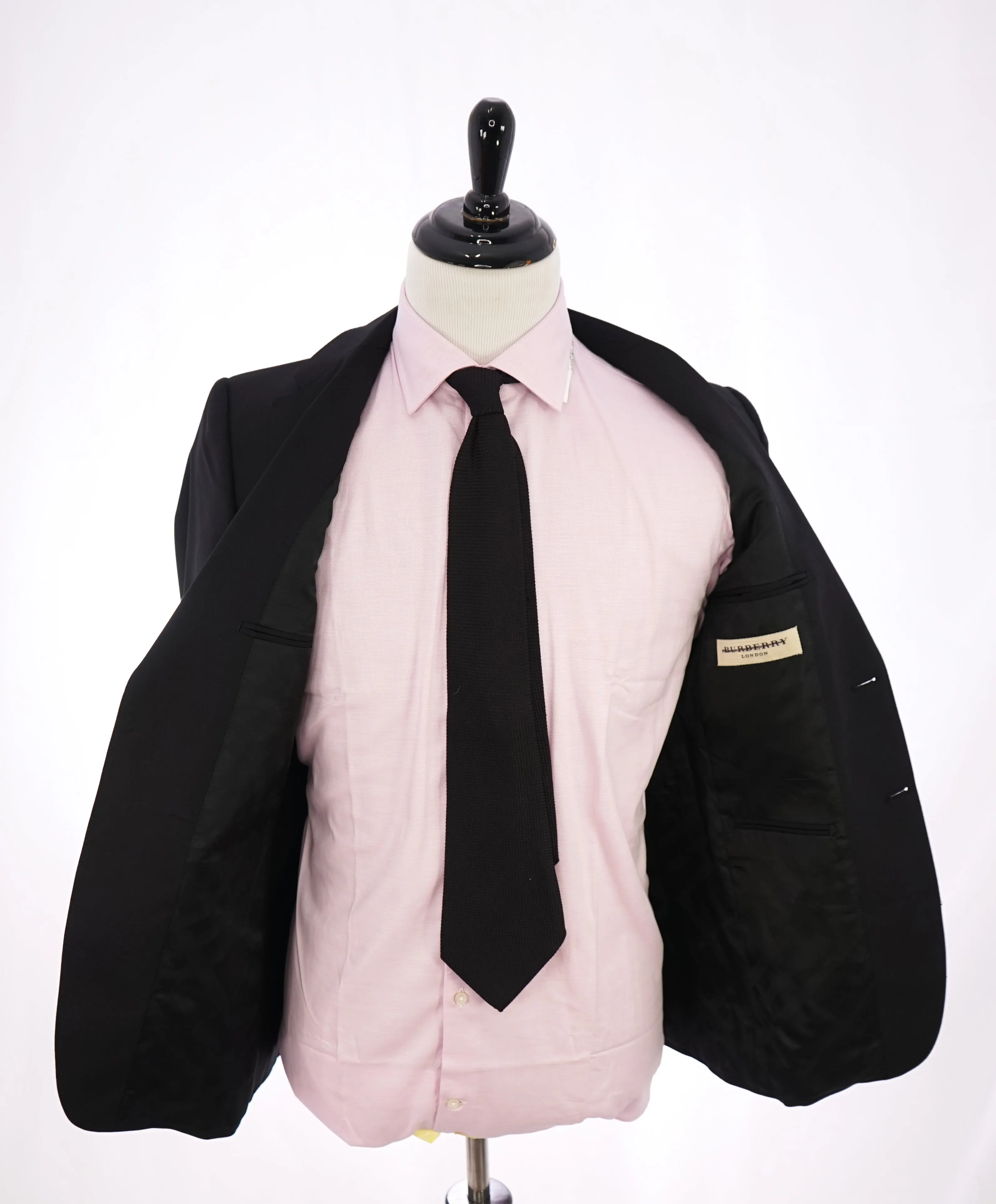 BURBERRY LONDON - Made In Italy Wool Black "STIRLING" LOGO Suit - 44R