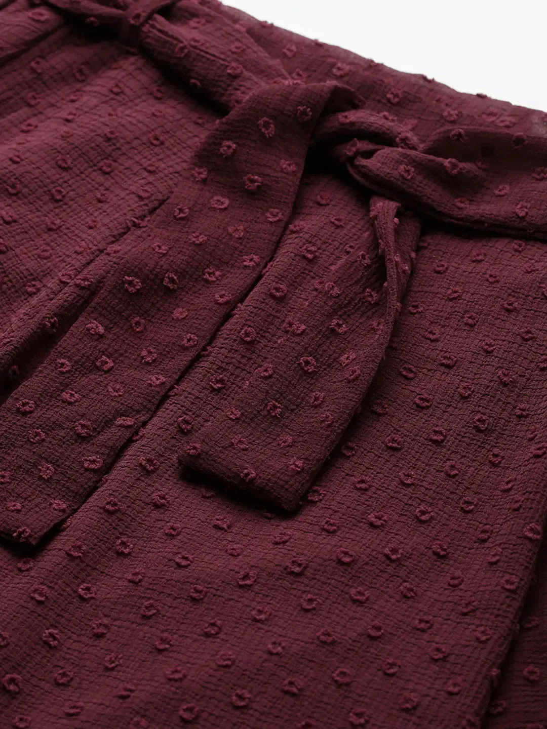 Burgundy Dobby Flared Skirt