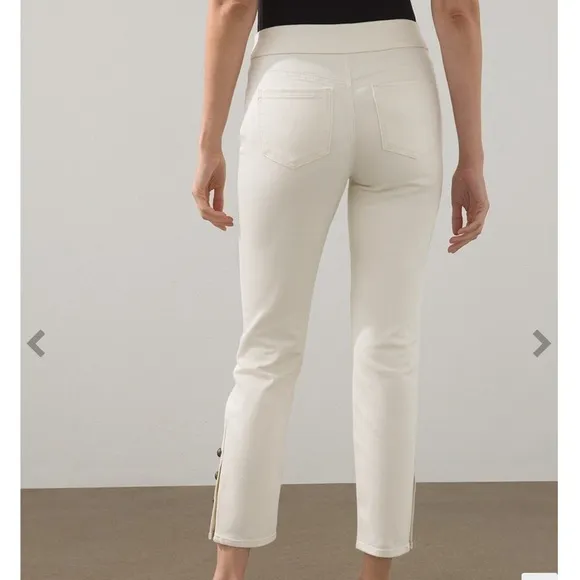 Button Hem Pull-On Ankle Jeggings color Arabian Camel