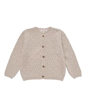 Button-Up Cardigan with Diamond Pattern