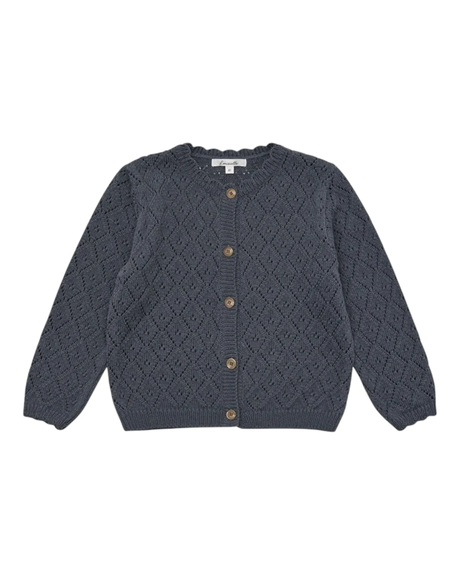 Button-Up Cardigan with Diamond Pattern
