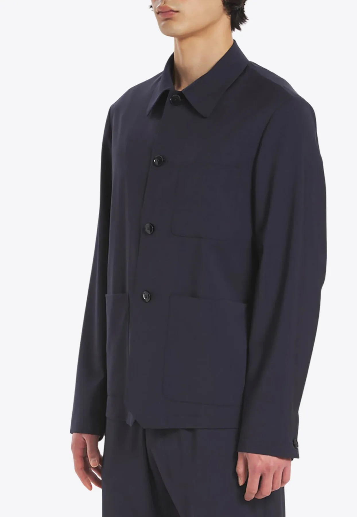Button-Up Wool Overshirt