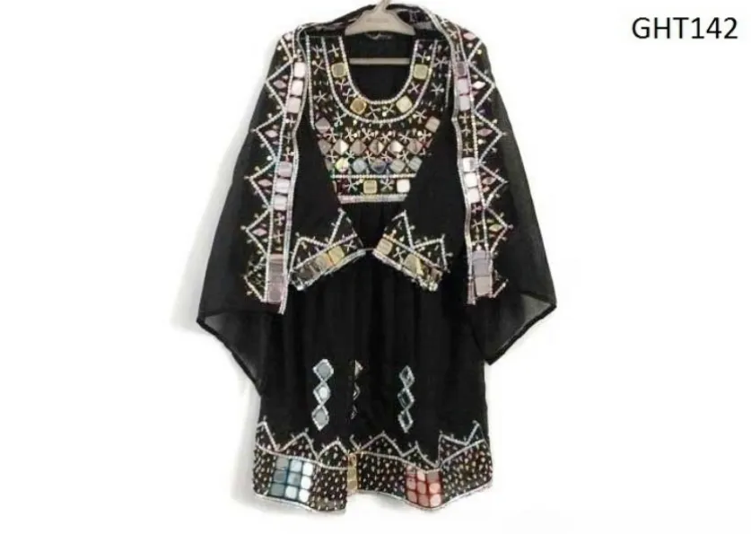 Buy Tribal Eid Dress For Kids In Black Color Wholesale Afghan Frocks In Low Price