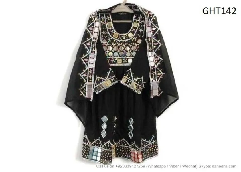 Buy Tribal Eid Dress For Kids In Black Color Wholesale Afghan Frocks In Low Price