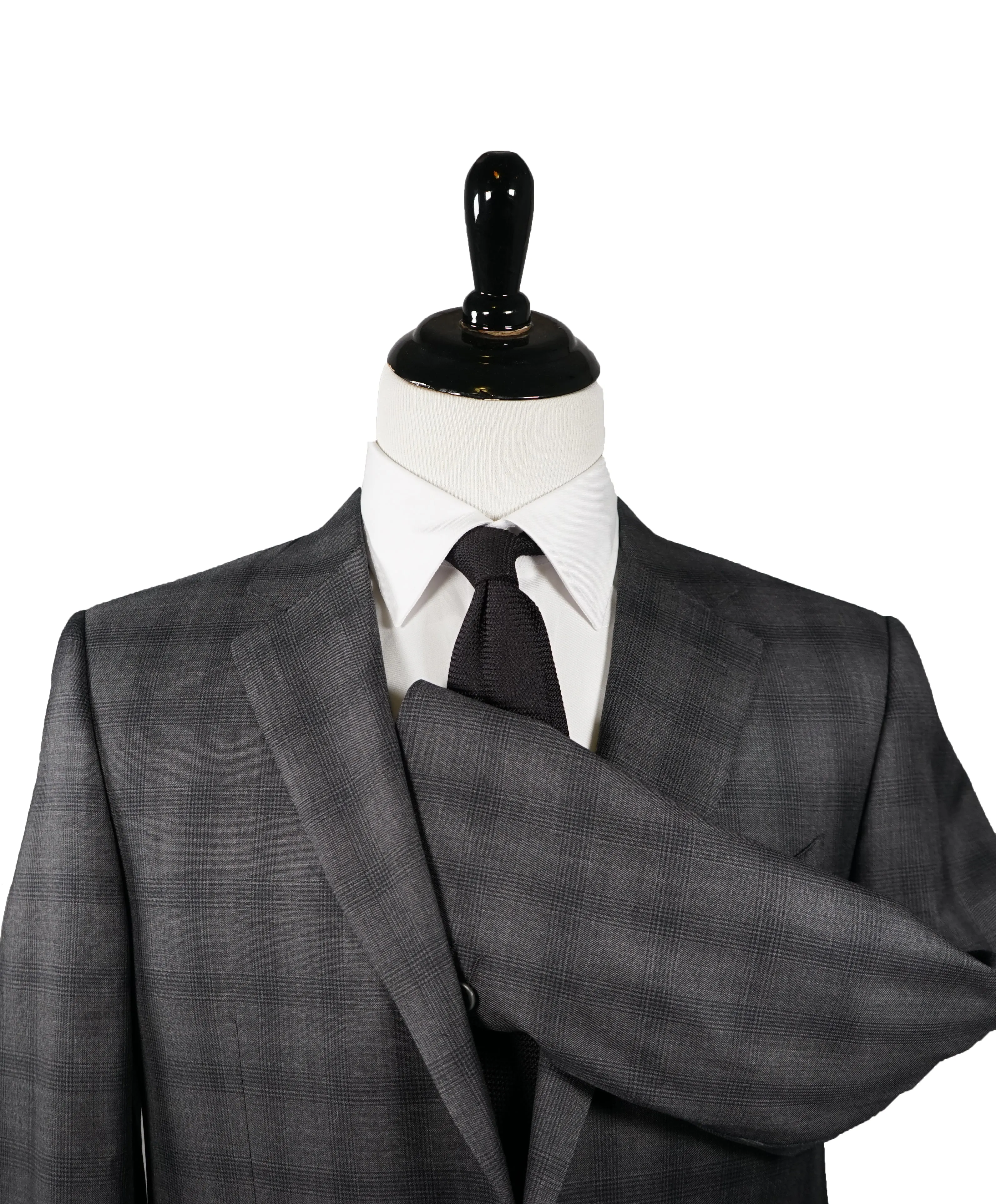 CANALI -  Gray Plaid Notch Lapel Suit - 42R