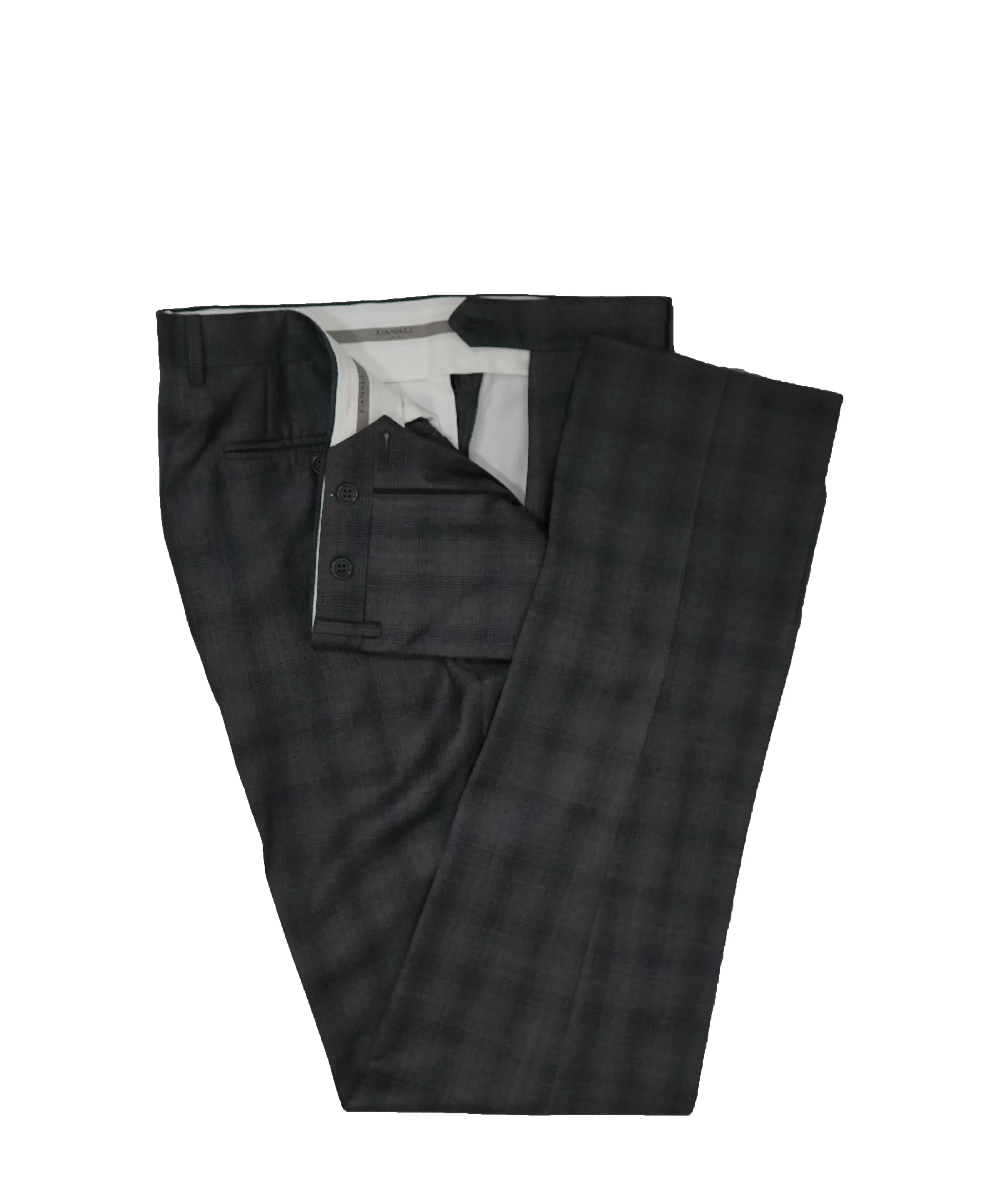CANALI -  Gray Plaid Notch Lapel Suit - 42R