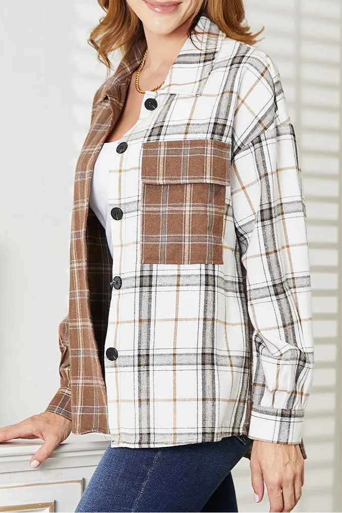 Candice Plaid Contrast Button Up Shirt Jacket