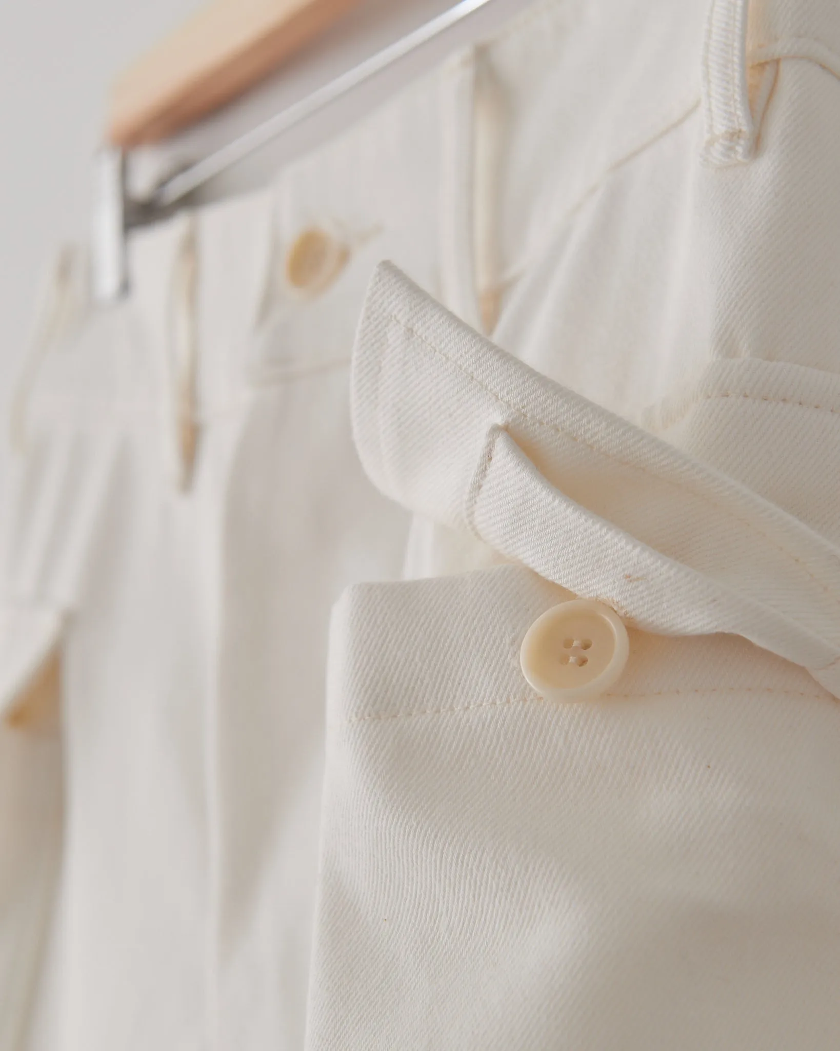 Cargo Pants, Heavyweight White Cotton Denim