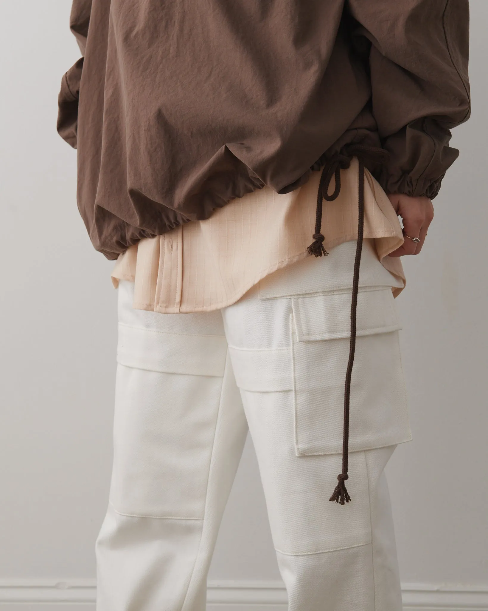 Cargo Pants, Heavyweight White Cotton Denim