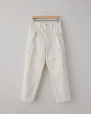 Cargo Pants, Heavyweight White Cotton Denim