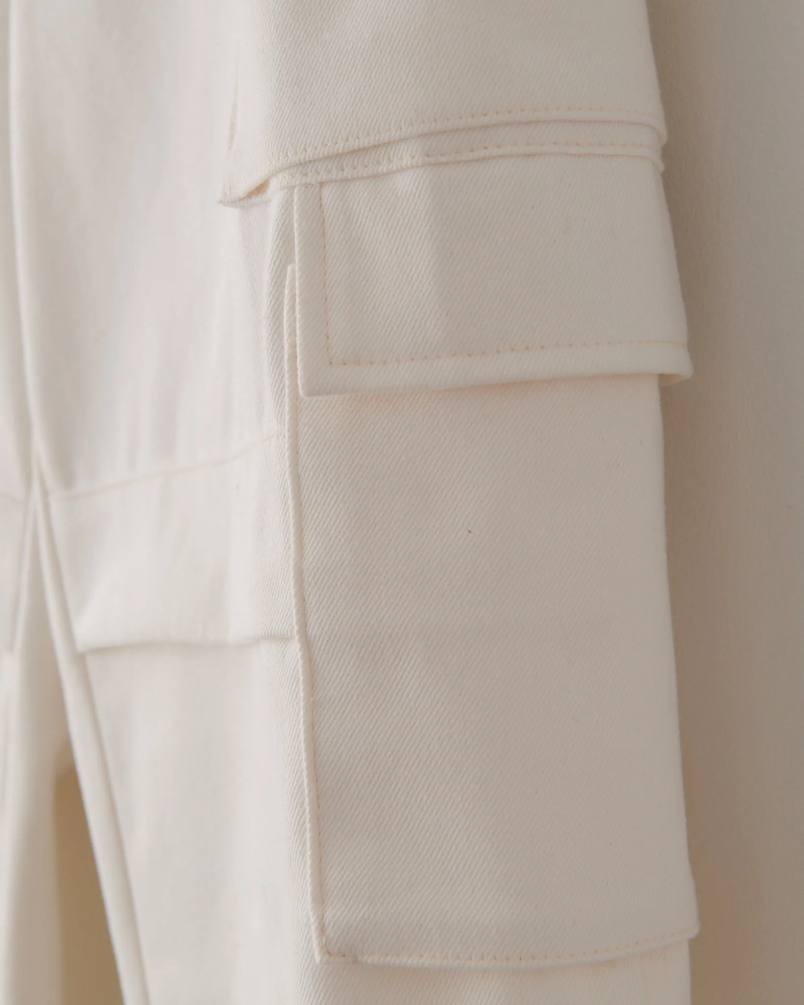 Cargo Pants, Heavyweight White Cotton Denim