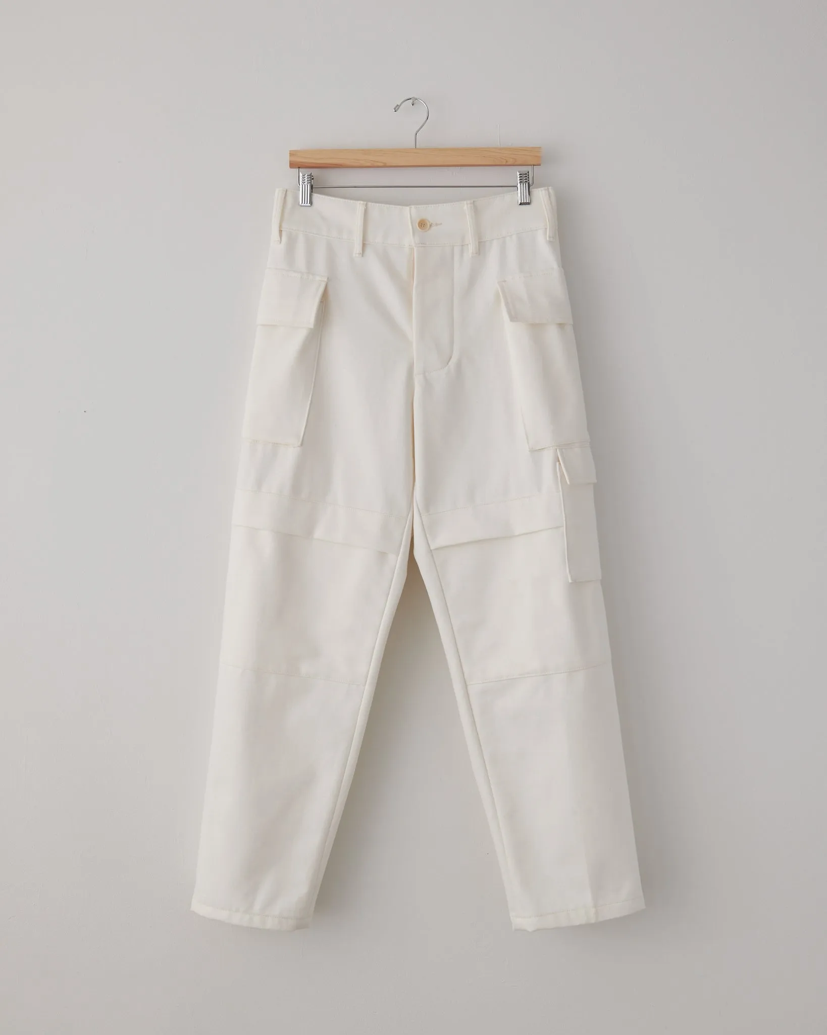 Cargo Pants, Heavyweight White Cotton Denim