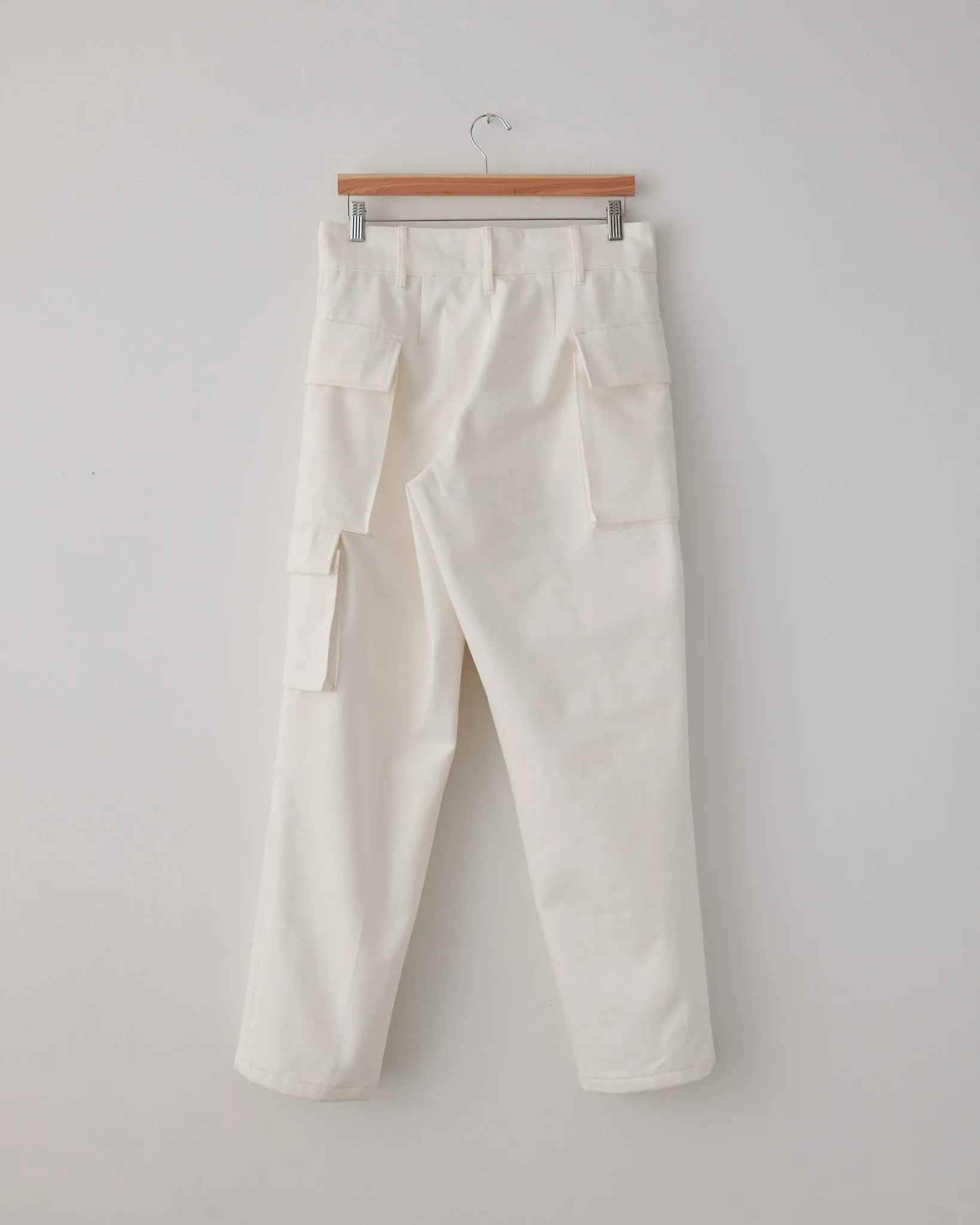 Cargo Pants, Heavyweight White Cotton Denim