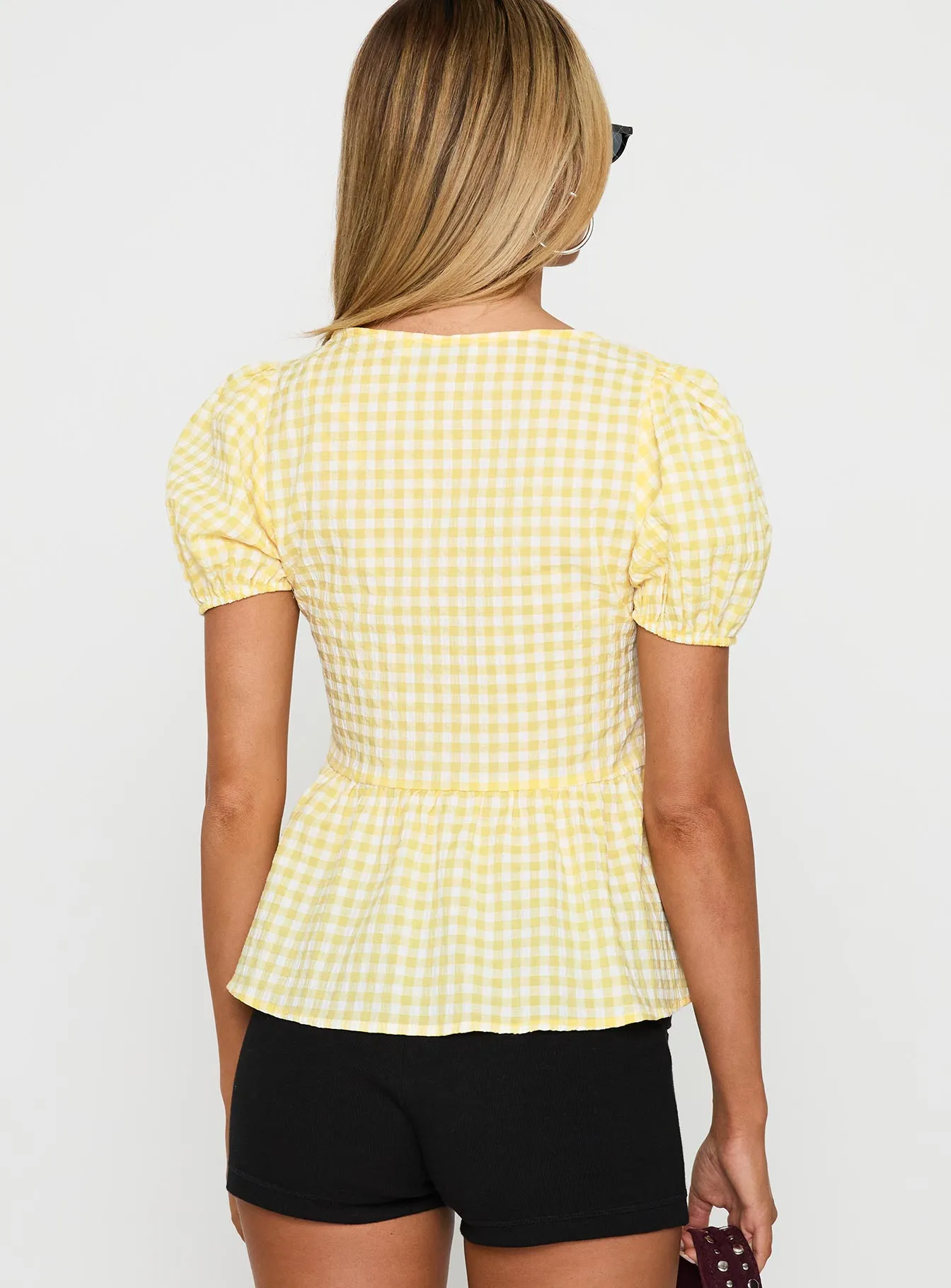 Carmelah Tie Up Top Yellow Check