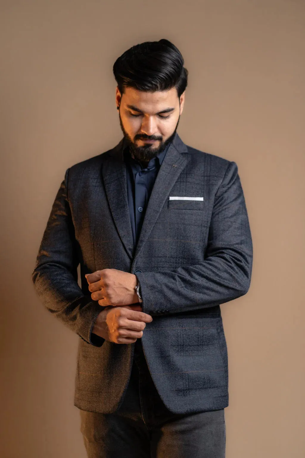 Charcoal Check Classic Blazer