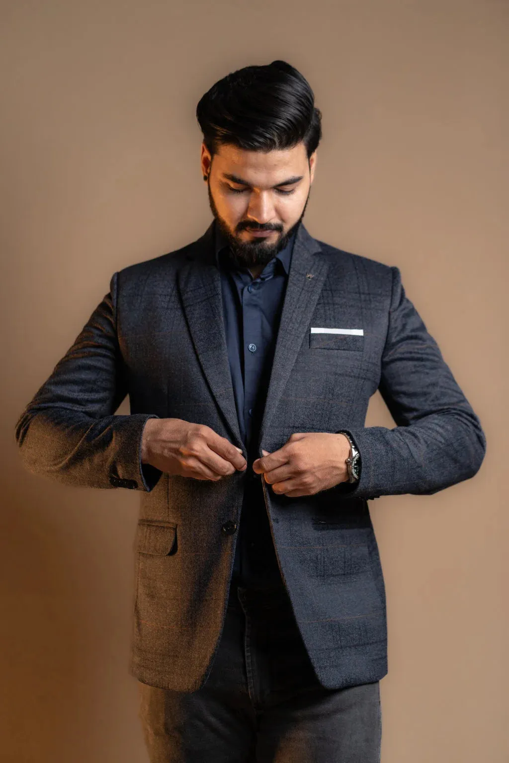 Charcoal Check Classic Blazer