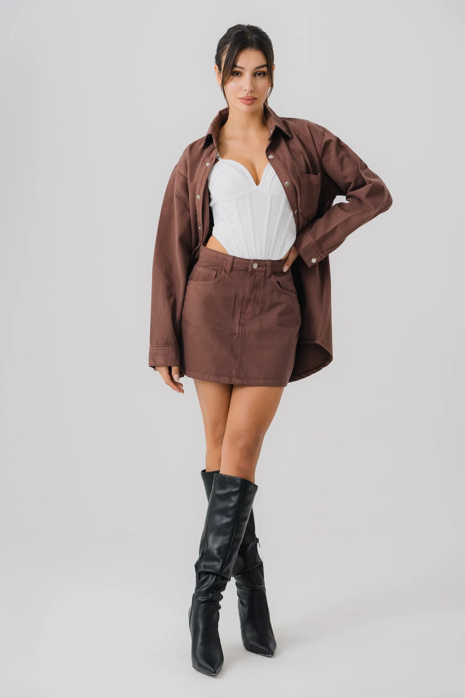 Chocolate Brown Denim Skirt