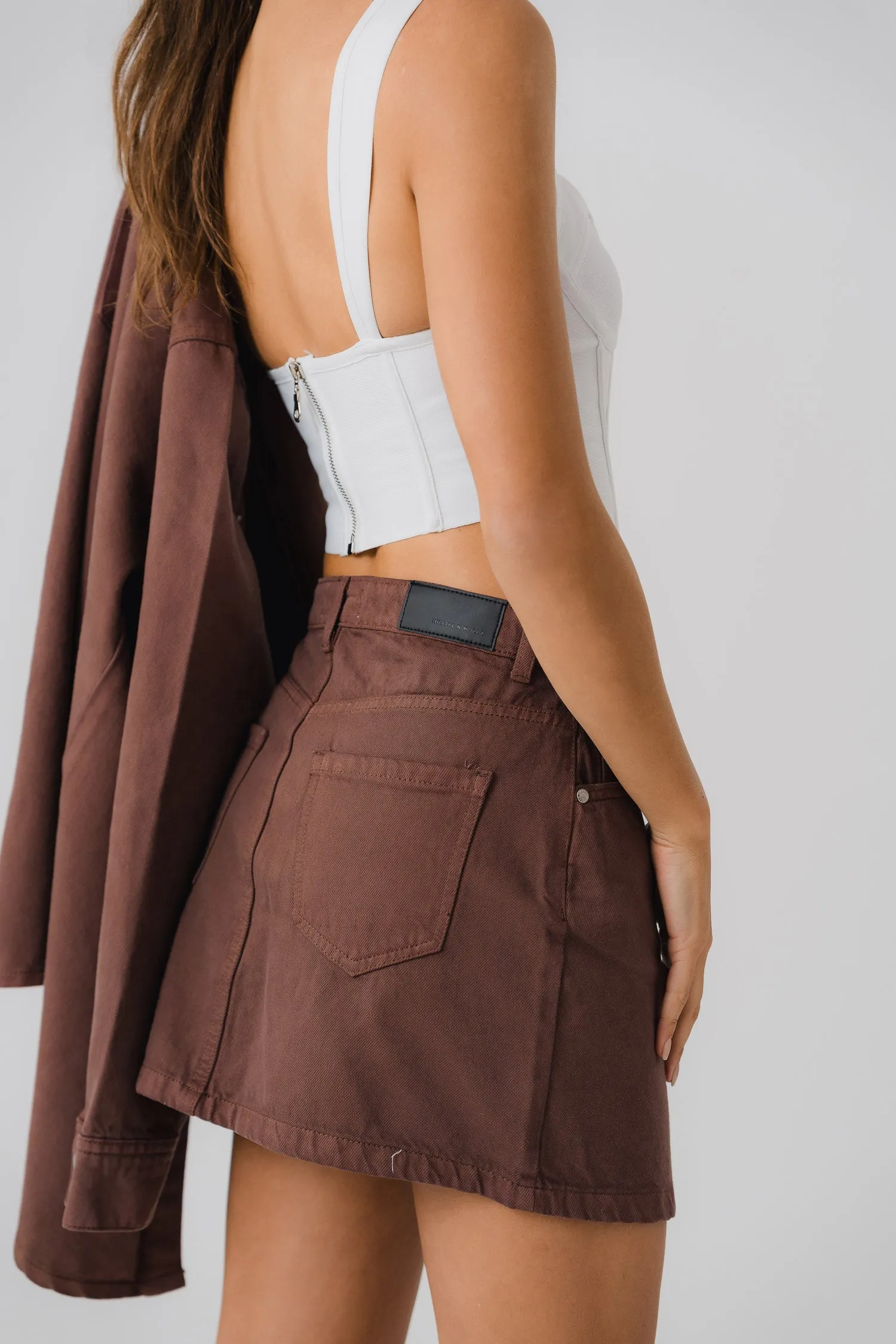 Chocolate Brown Denim Skirt