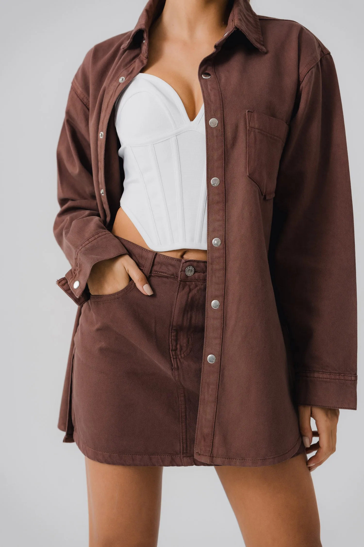 Chocolate Brown Denim Skirt