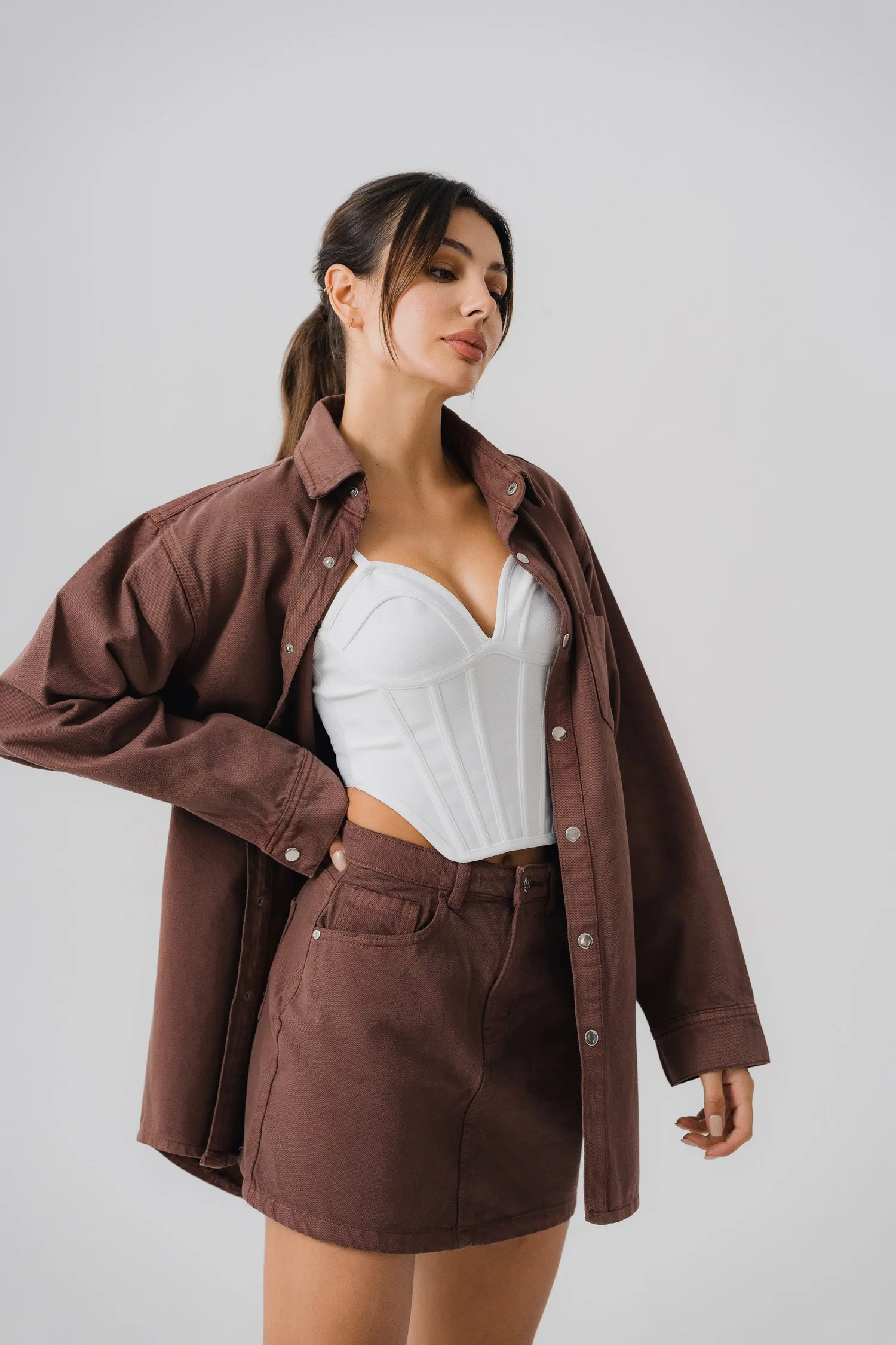 Chocolate Brown Denim Skirt