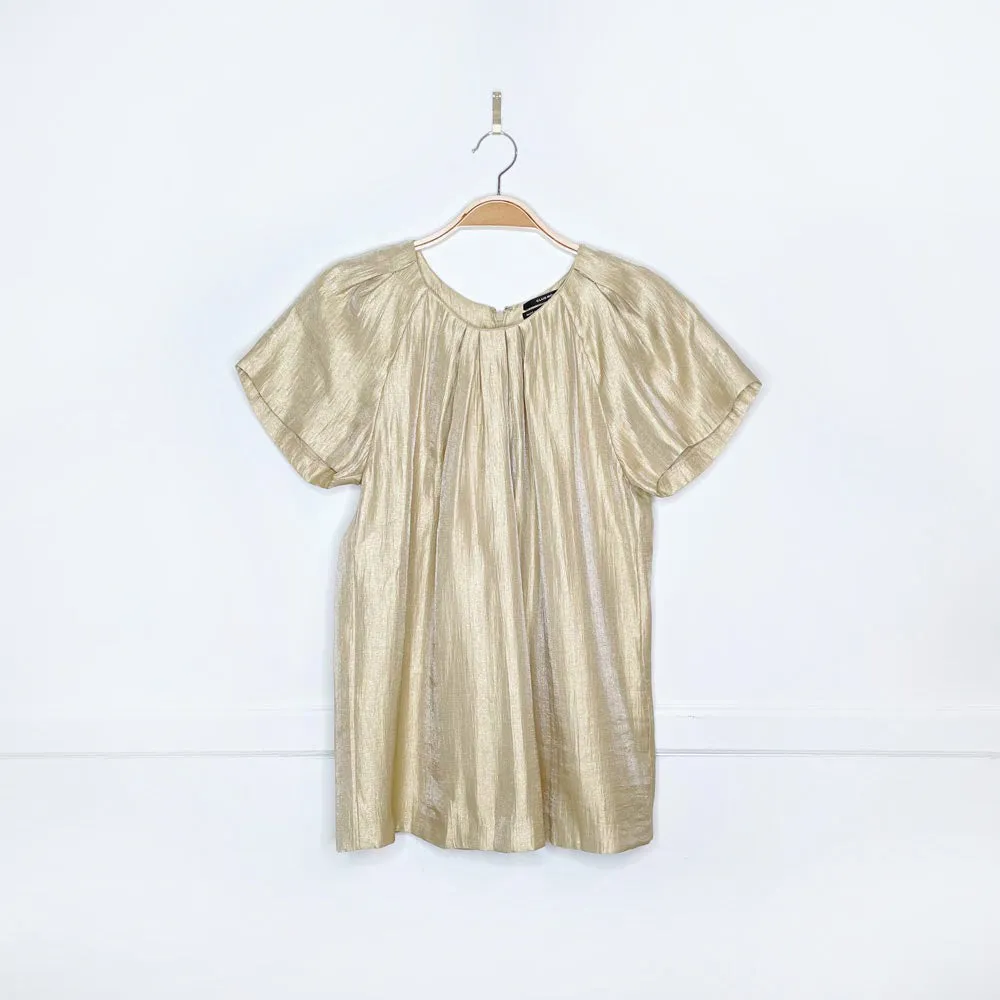 club monaco gold pleated ss blouse