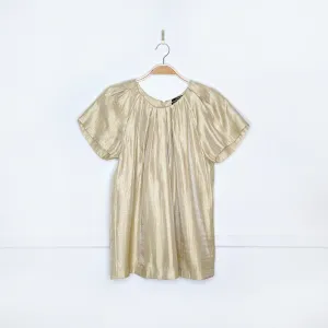 club monaco gold pleated ss blouse