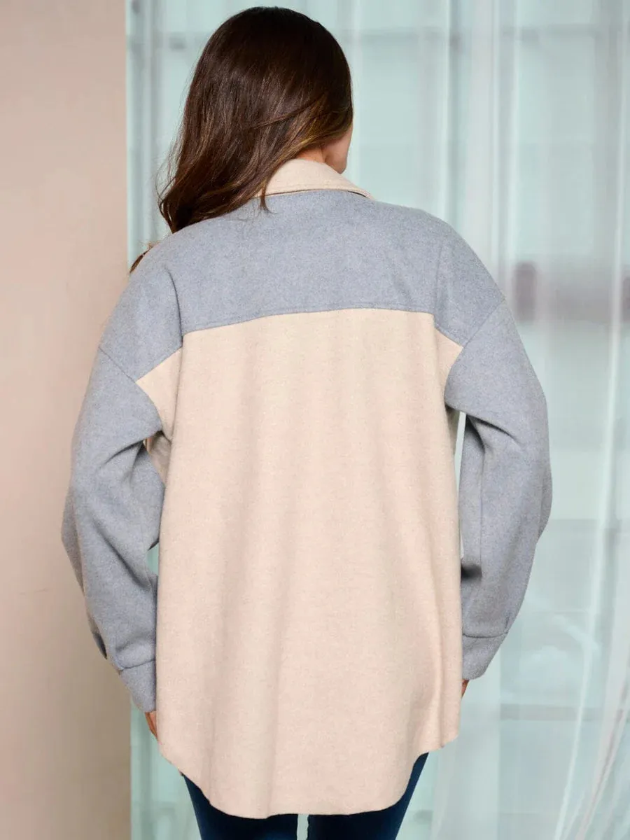 Colorblock Button Shacket