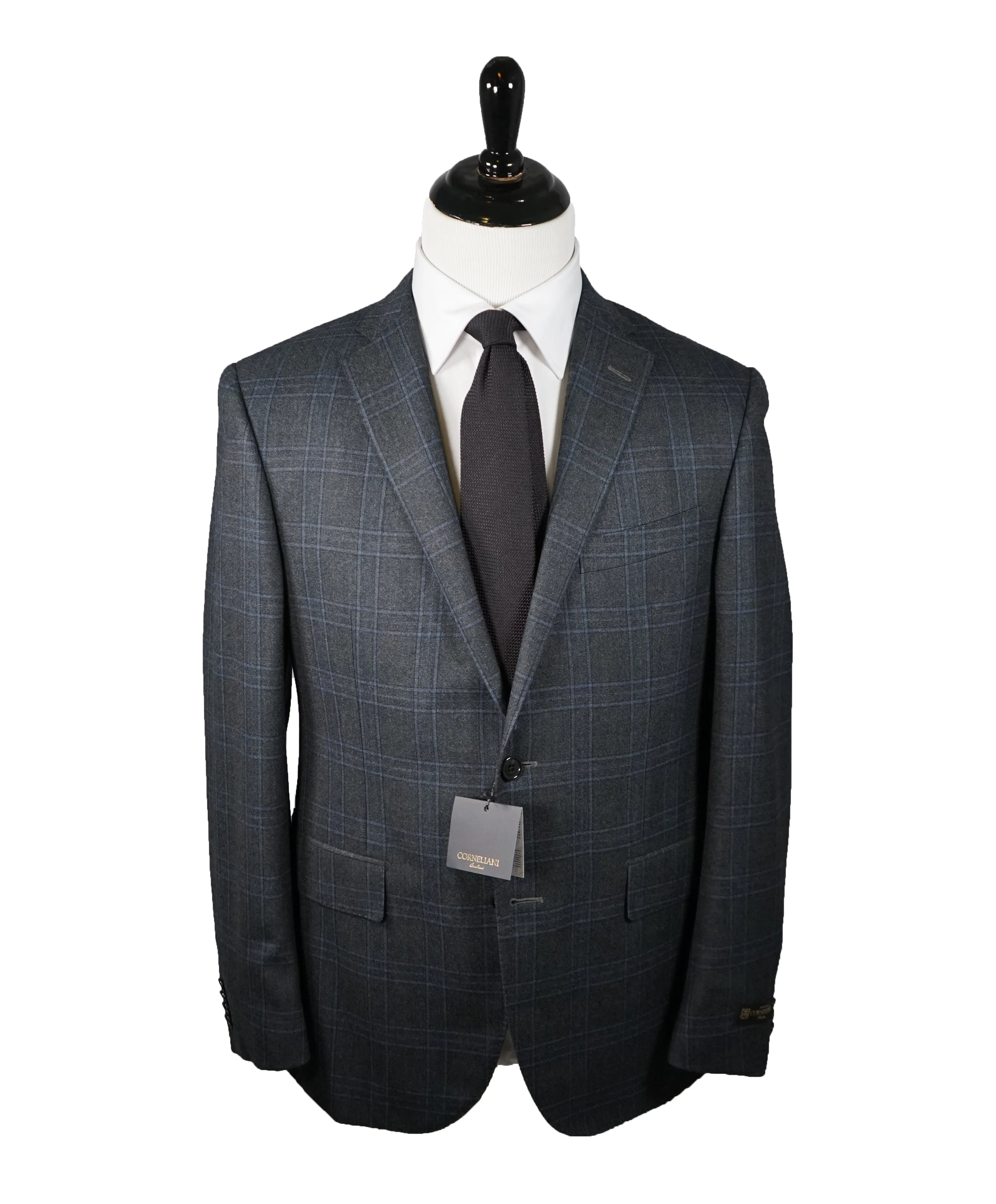 CORNELIANI - Bold Blue & Gray Plaid 17,25 Microns Super 130’s - 40R