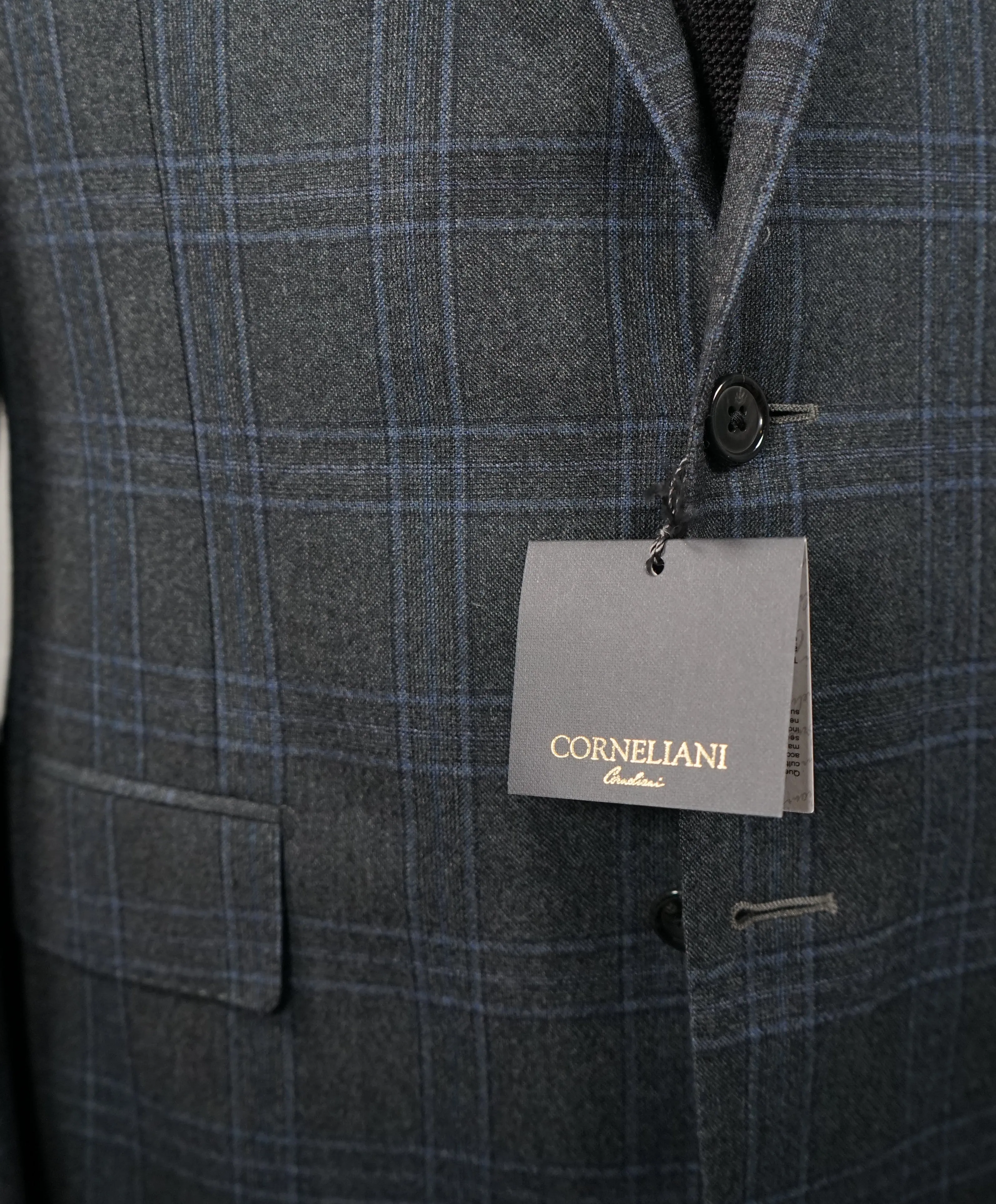 CORNELIANI - Bold Blue & Gray Plaid 17,25 Microns Super 130’s - 40R