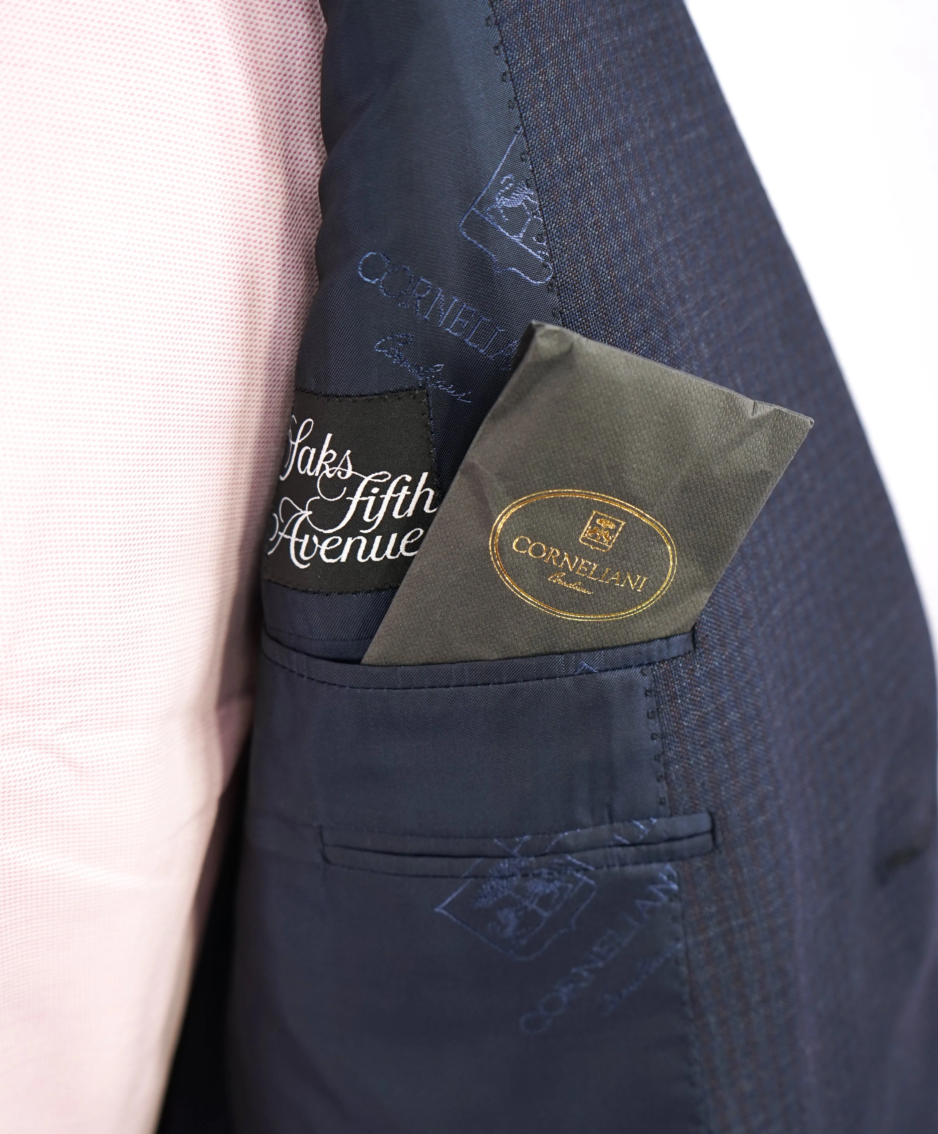 CORNELIANI - Red/Blue Check MOP Button "Super Fine 18,25 Microns" Suit - 44R