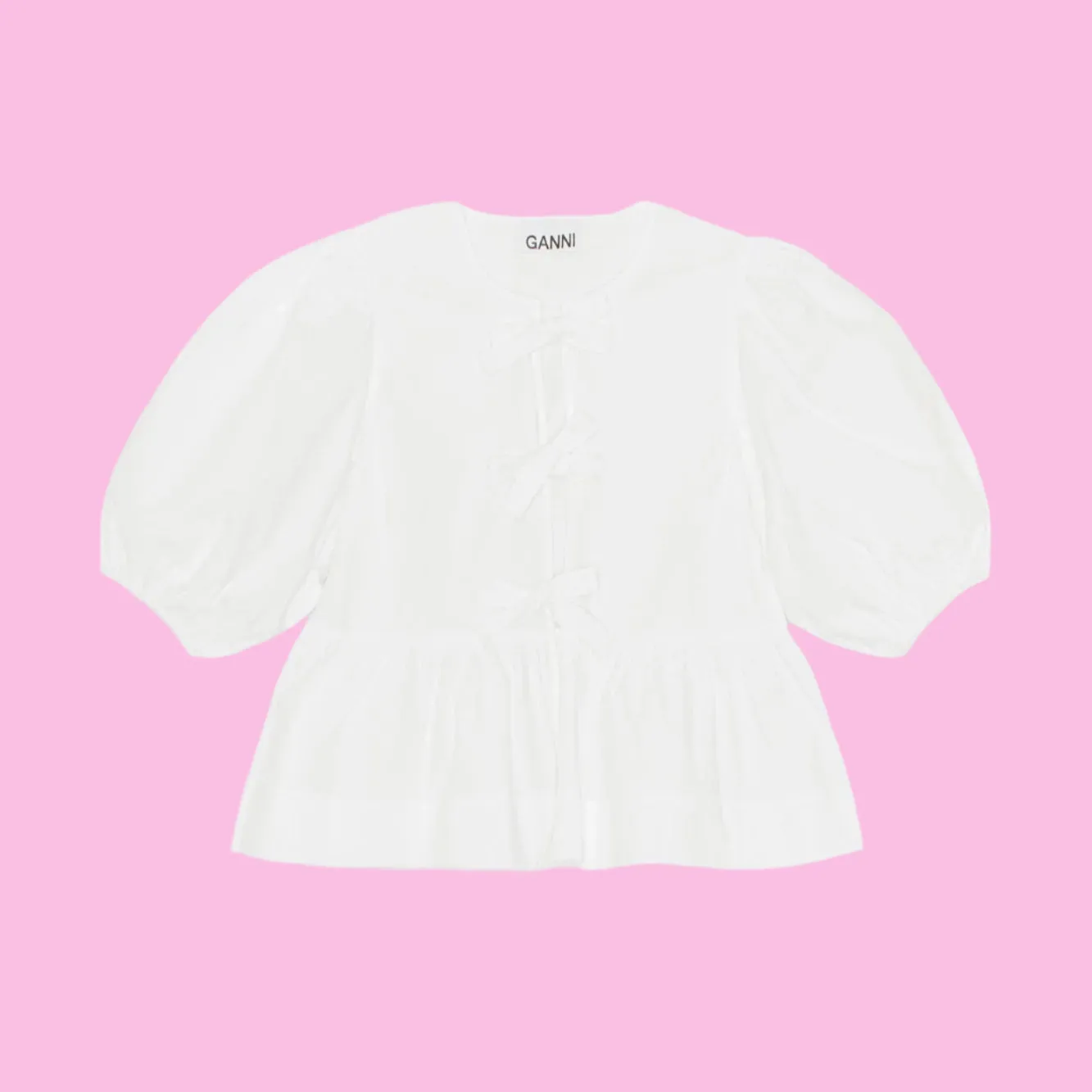 COTTON POPLIN PEPLUM TIE BLOUSE | WHITE