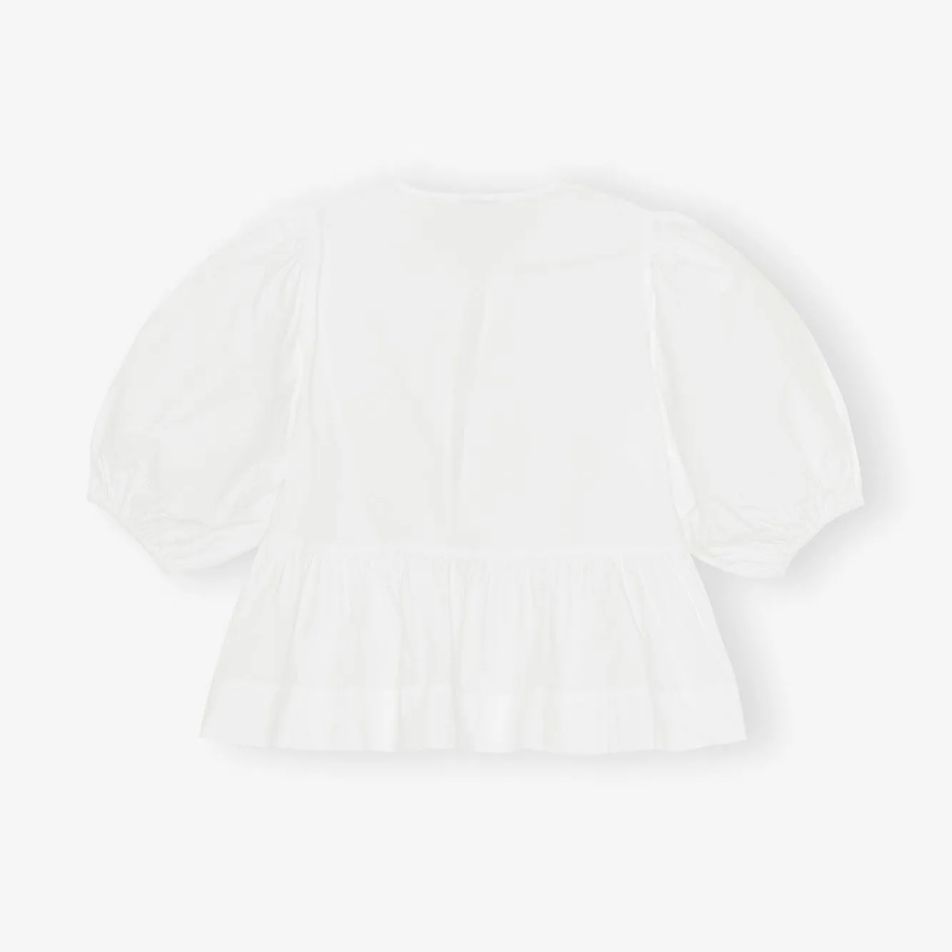 COTTON POPLIN PEPLUM TIE BLOUSE | WHITE