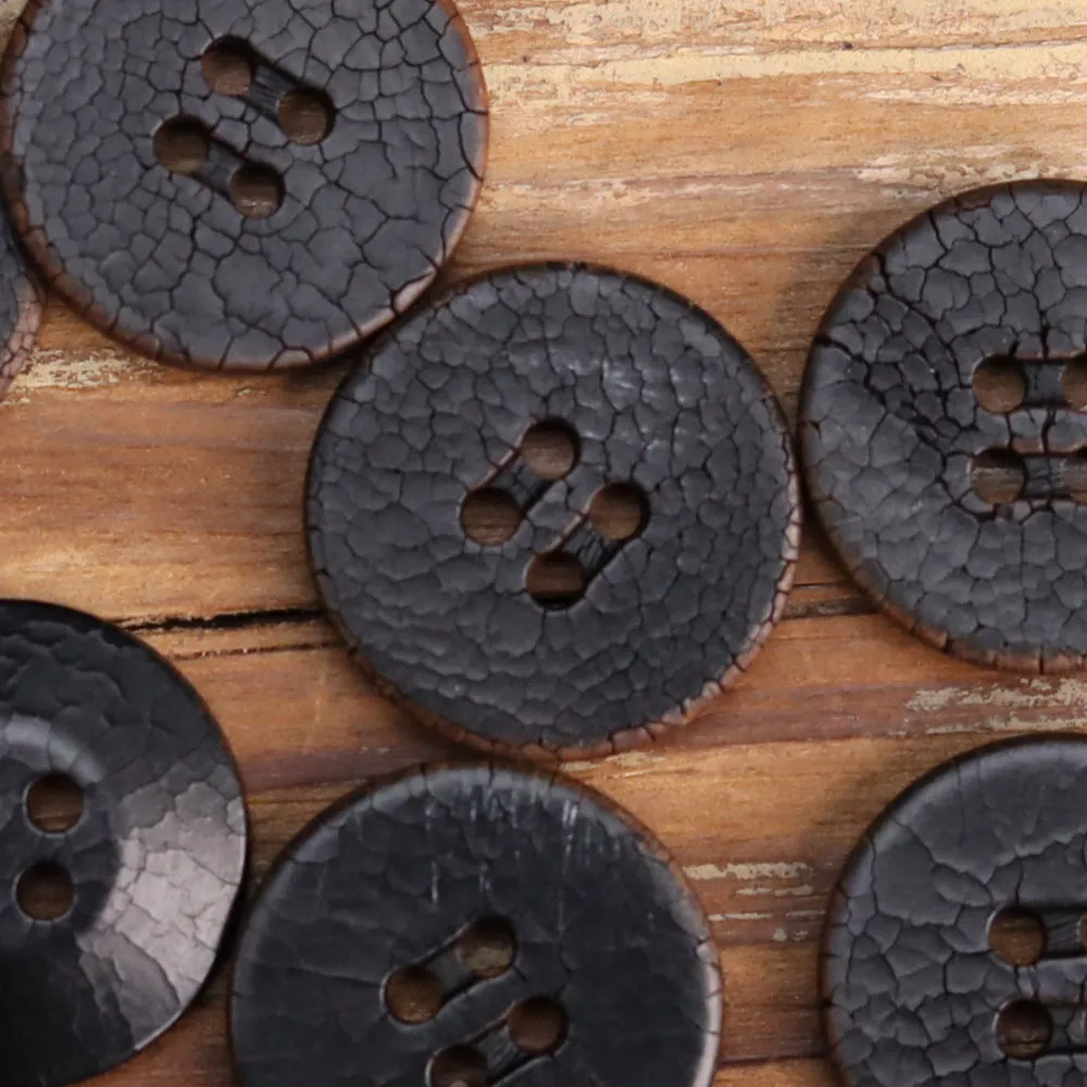 Cracked Natural Fruit Buttons Black Green White Ginger Yellow 100 Pack