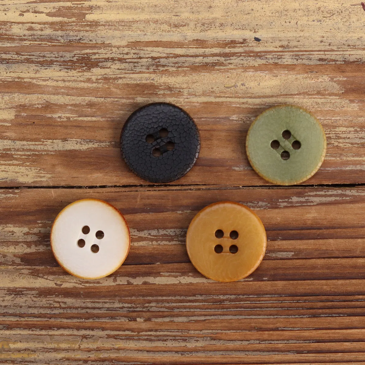 Cracked Natural Fruit Buttons Black Green White Ginger Yellow 100 Pack