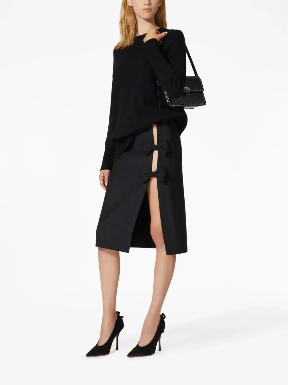 Crepe Couture Bow-Embellished Skirt